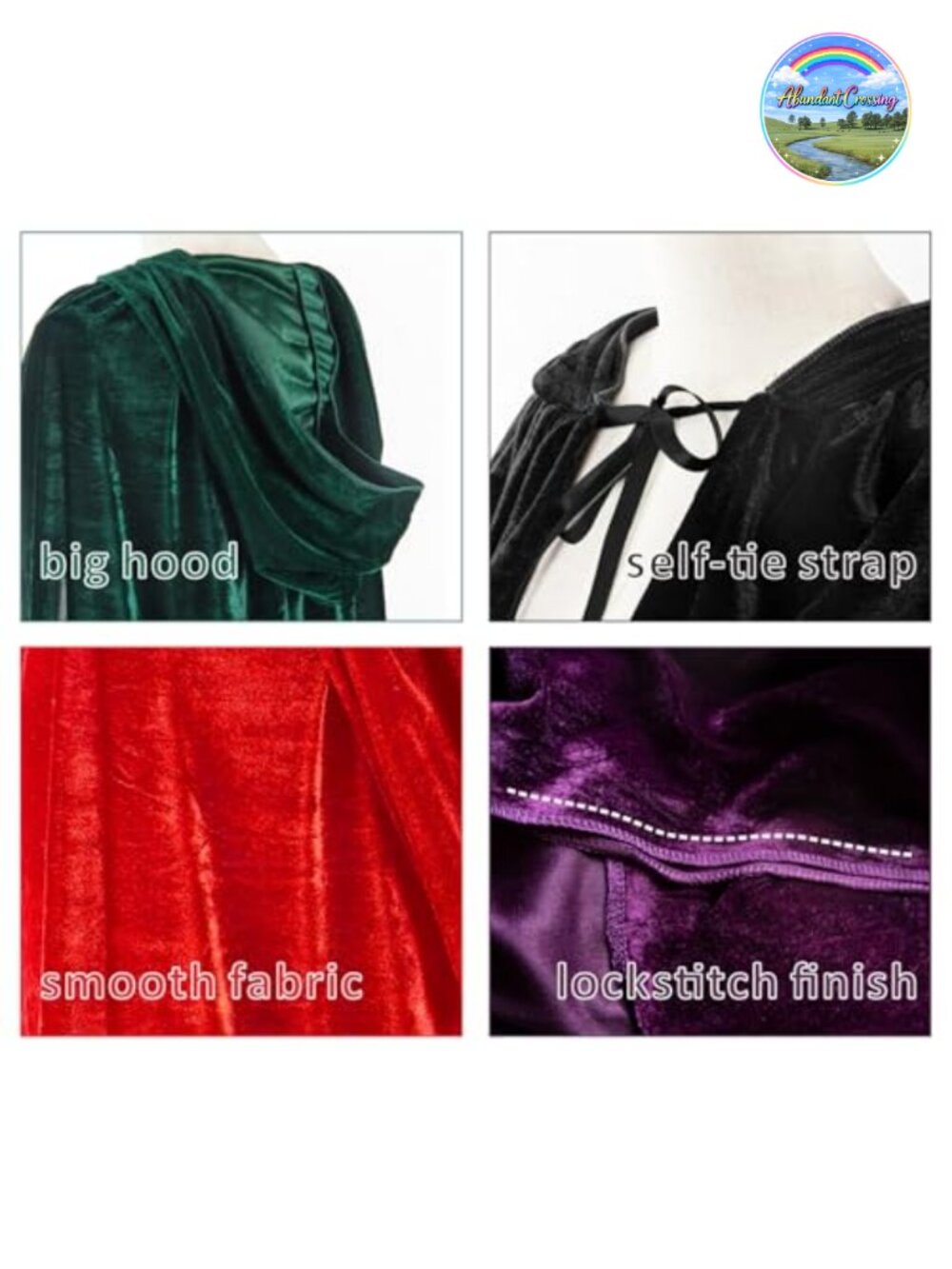Unisex Velvet Long Cape Cloak for Halloween Cosplay Costume - Picture 2 of 6
